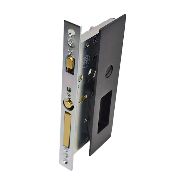 Emtek Narrow Modern Rectangular Privacy Pocket Door Mortise Lock for 13/8 in Door Flat Black